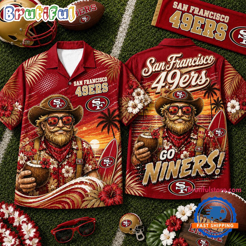 San Francisco 49ers 2026 NFL Mascot Beach Vibes Summer Hawaiian Shirt