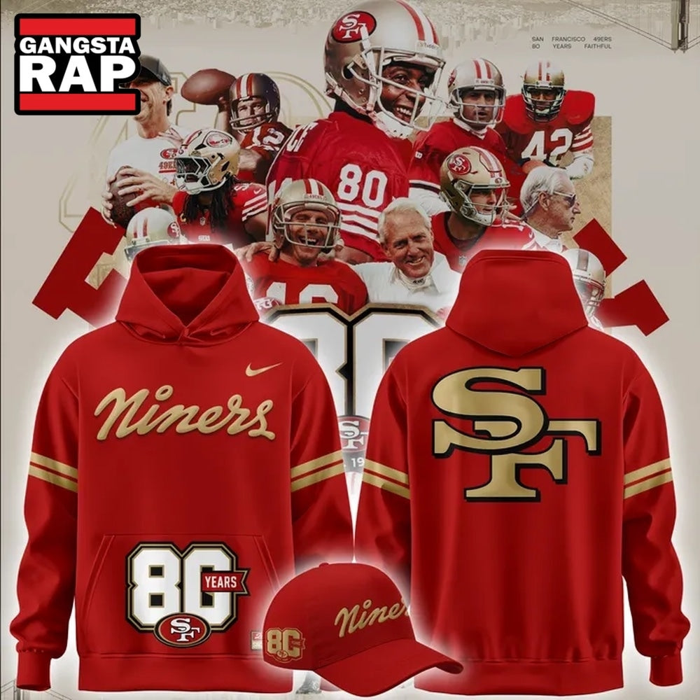 San Francisco 49ers 80th Year Anniversary 2026 Exclusive Hoodie T-Shirt