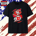 San Francisco 49ers and Utah Utes Ripped Logo T Shirt