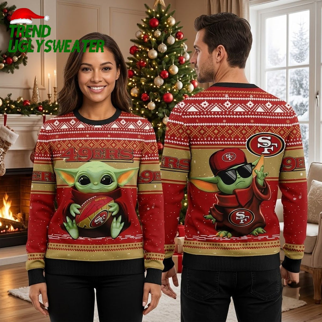 San Francisco 49ers Baby Yoda Football Ugly Christmas Sweater