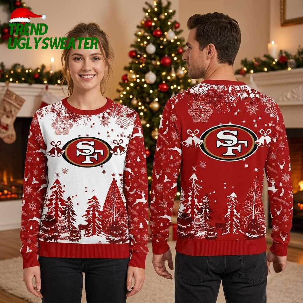 San Francisco 49ers Christmas Trees And Snowflakes Ugly Christmas Sweater