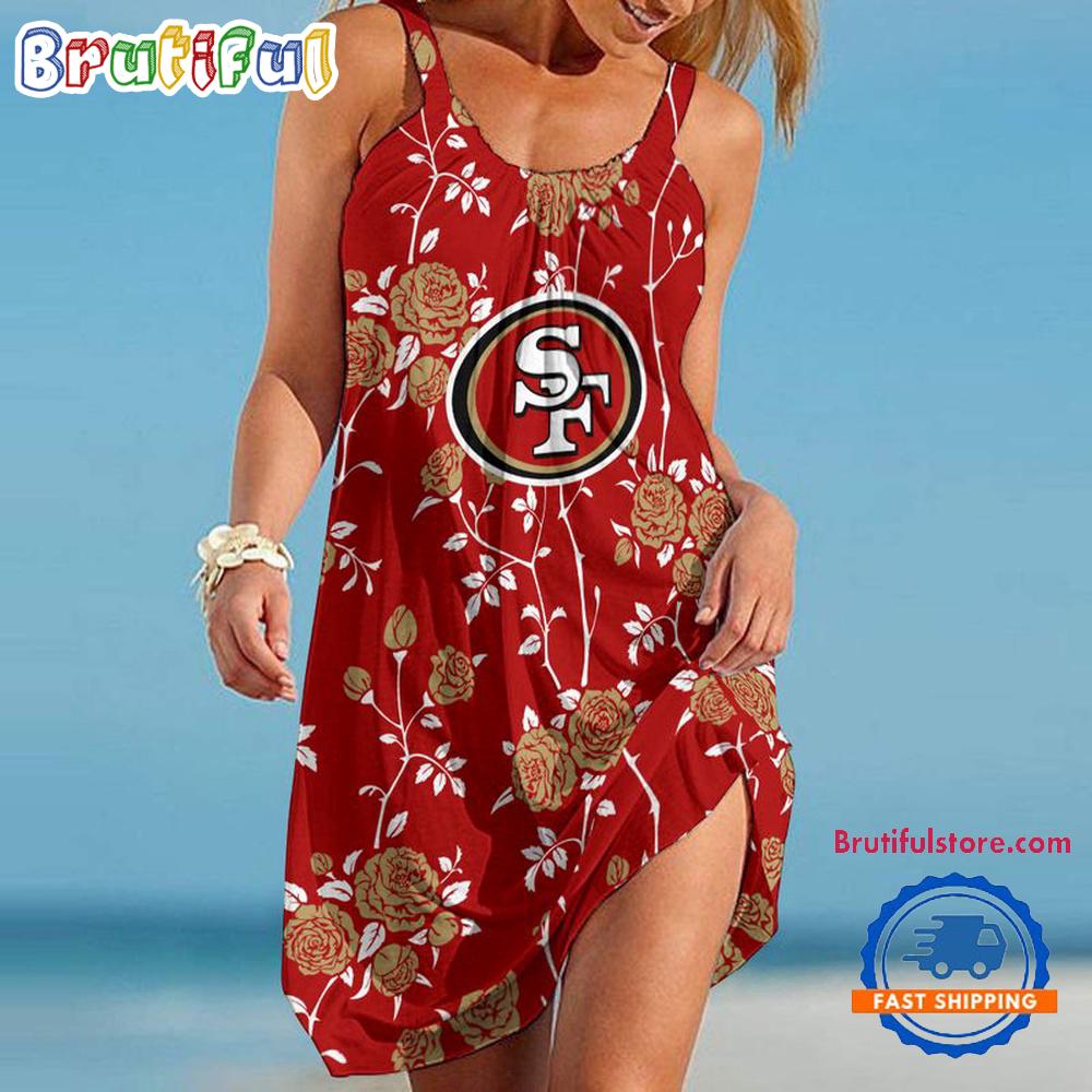 San Francisco 49ers Flower Women’s Summer Beach Sling Dress