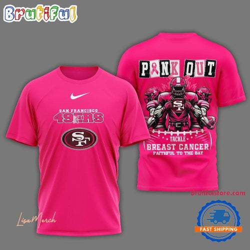San Francisco 49ers Football Pink Out Tackle Breast Cancer New Design Pink T Shirt