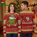 San Francisco 49ers Grinch Santa Hat Ugly Christmas Sweater