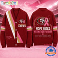 San Francisco 49ers NFL Breast Cancer Hope Rides With Every Fight Cardigan