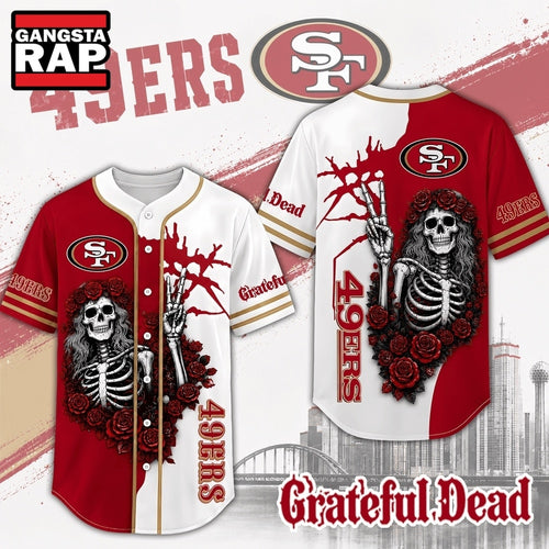 San Francisco 49ers NFL Game Day Grateful Dead Baseball Jersey Shirt