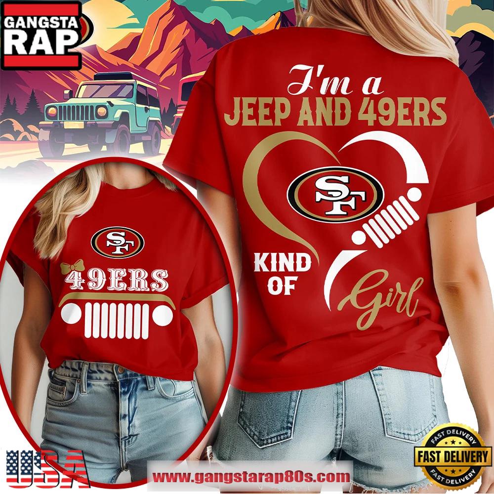 San Francisco 49ers NFL Jeep Girl Women’s Red 3D Shirt