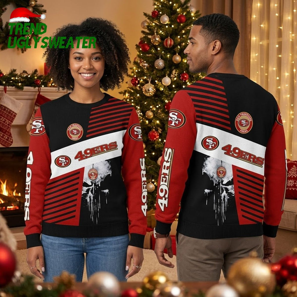San Francisco 49ers Skull And Stripes Ugly Christmas Sweater