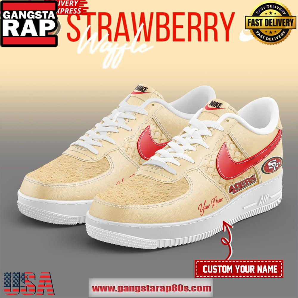 San Francisco 49ers Strawberry Waffle Limited Edition Air Force 1 Shoes Running Sneakers