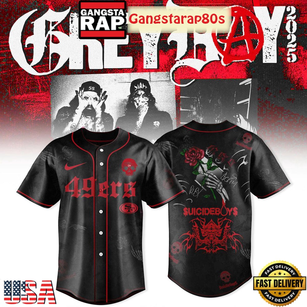 San Francisco 49ers x Suicideboys Greyday Tour 2025 Unique Design Baseball Jersey