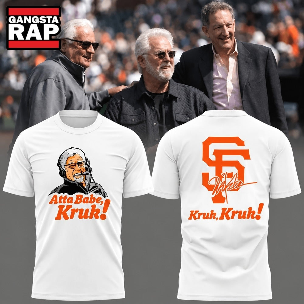 San Francisco Giants x Mike Krukow AttaBabeKruk White 3D Shirt