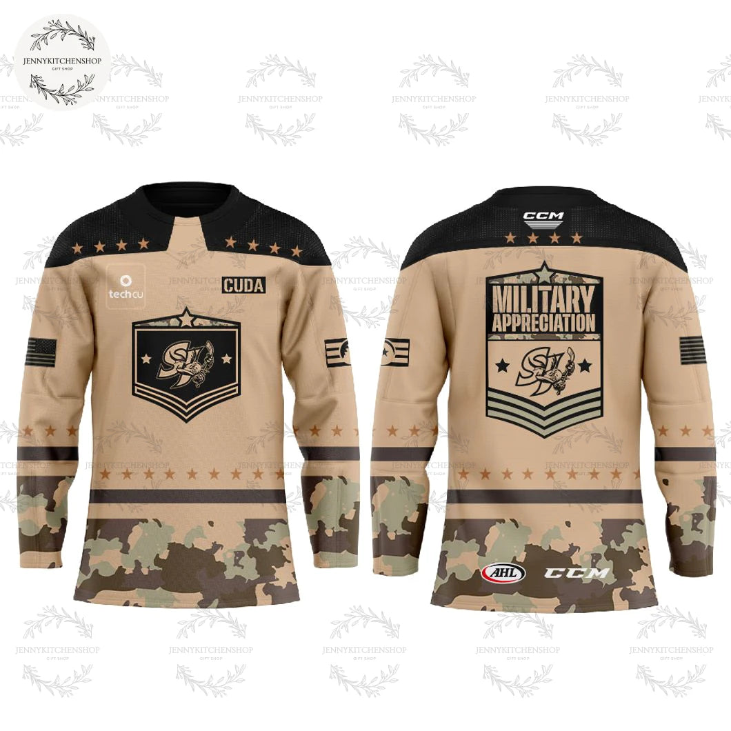 San Jose Barracuda 2025 Veterans Day Hockey Jersey