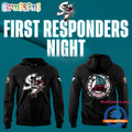 San Jose Sharks Barracuda x First Responders Night 2025 Black Hoodie T-Shirt