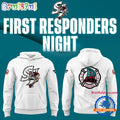 San Jose Sharks Barracuda x First Responders Night 2025 White Hoodie T-Shirt