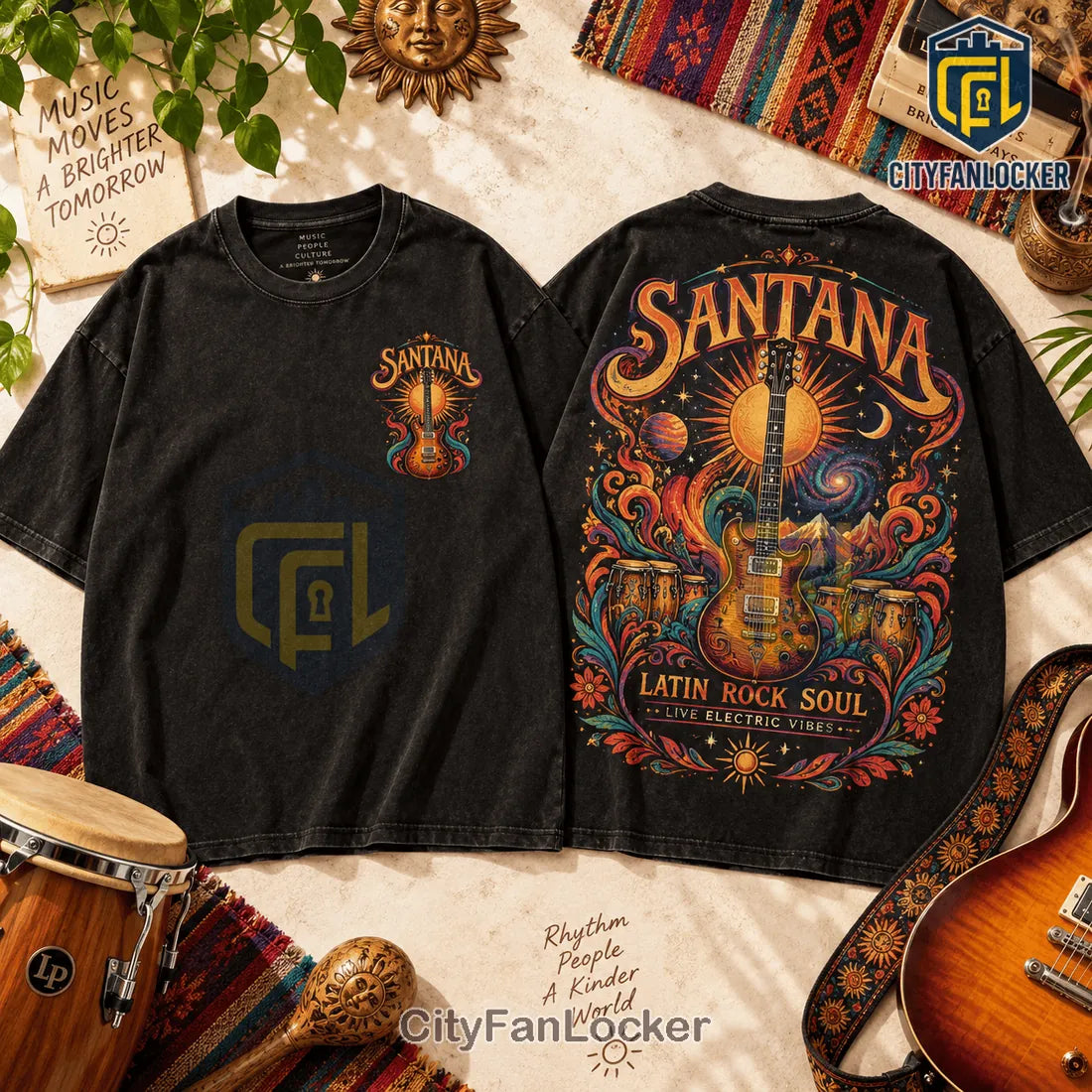 Santana Latin Rock Soul Vintage Washed Shirt