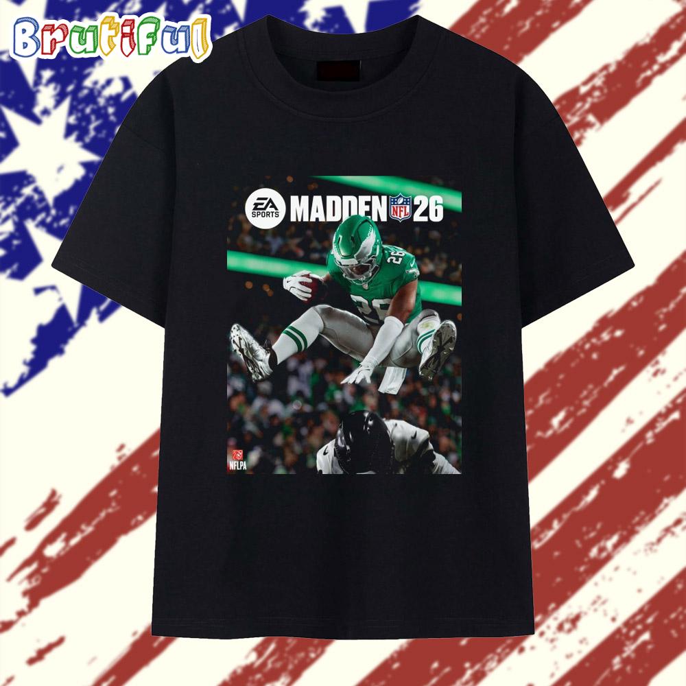 Saquon Barkley and His Hurdle Grace the Cover of Madden 26 T Shirt