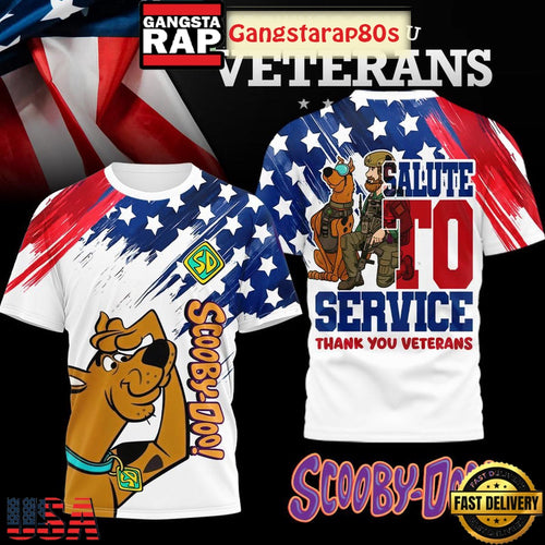 Scooby Doo Salute To Service Thank You Veterans 2025 3D Shirt