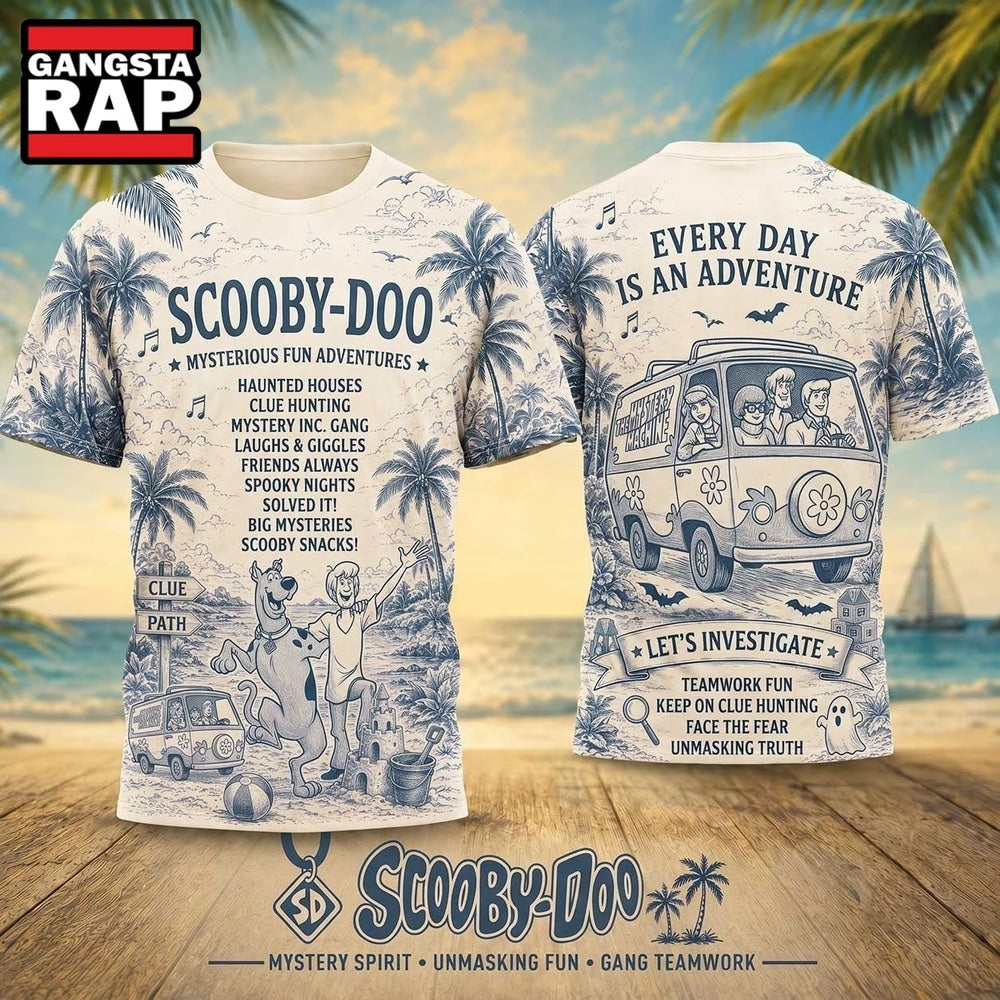 Scooby Doo Tropical Palm Mystery Van 2026 Vintage 3D Shirt