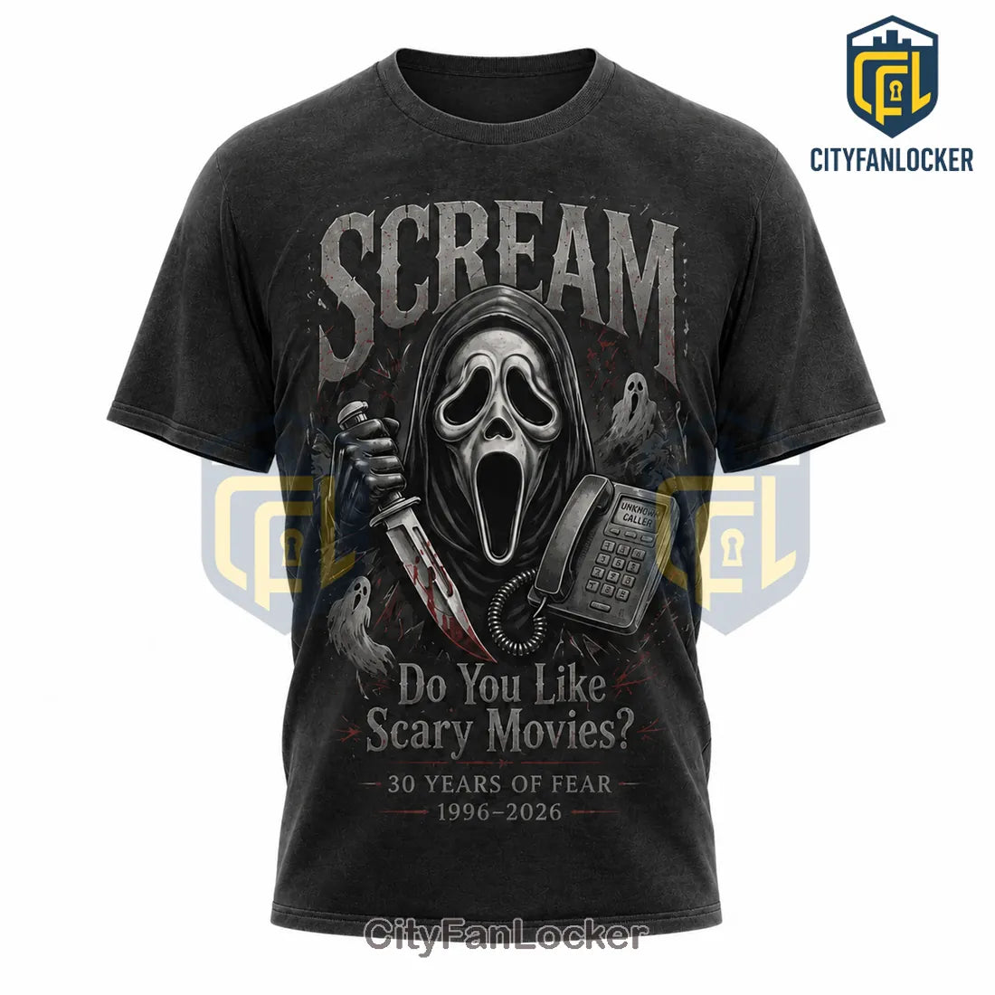 Scream Ghostface 30 Years of Fear 1996-2026 T-Shirt