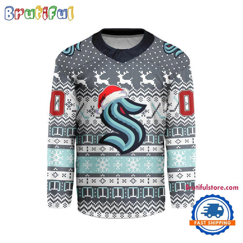 Seattle Kraken 2025 NHL Christmas Personalized Hockey Jersey Design