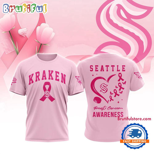 Seattle Kraken 2025 NHL Pink Breast Cancer Awareness All Over Print Shirt