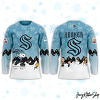 Seattle Kraken Peanuts Winter Hockey Jersey