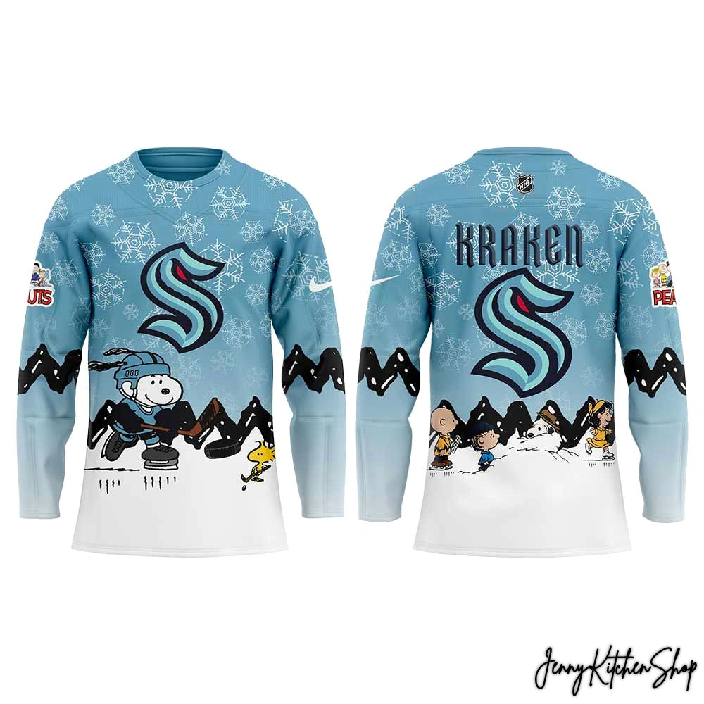 Seattle Kraken Peanuts Winter Hockey Jersey