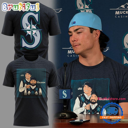 Seattle Mariners Bryan Woo Cal Raleigh Chanpions 2025 Black Shirt