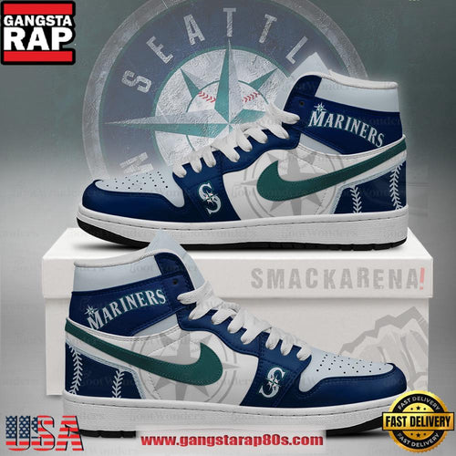 Seattle Mariners MLB Unique Sports Air Jordan 1 High Top Shoes Running Sneakers