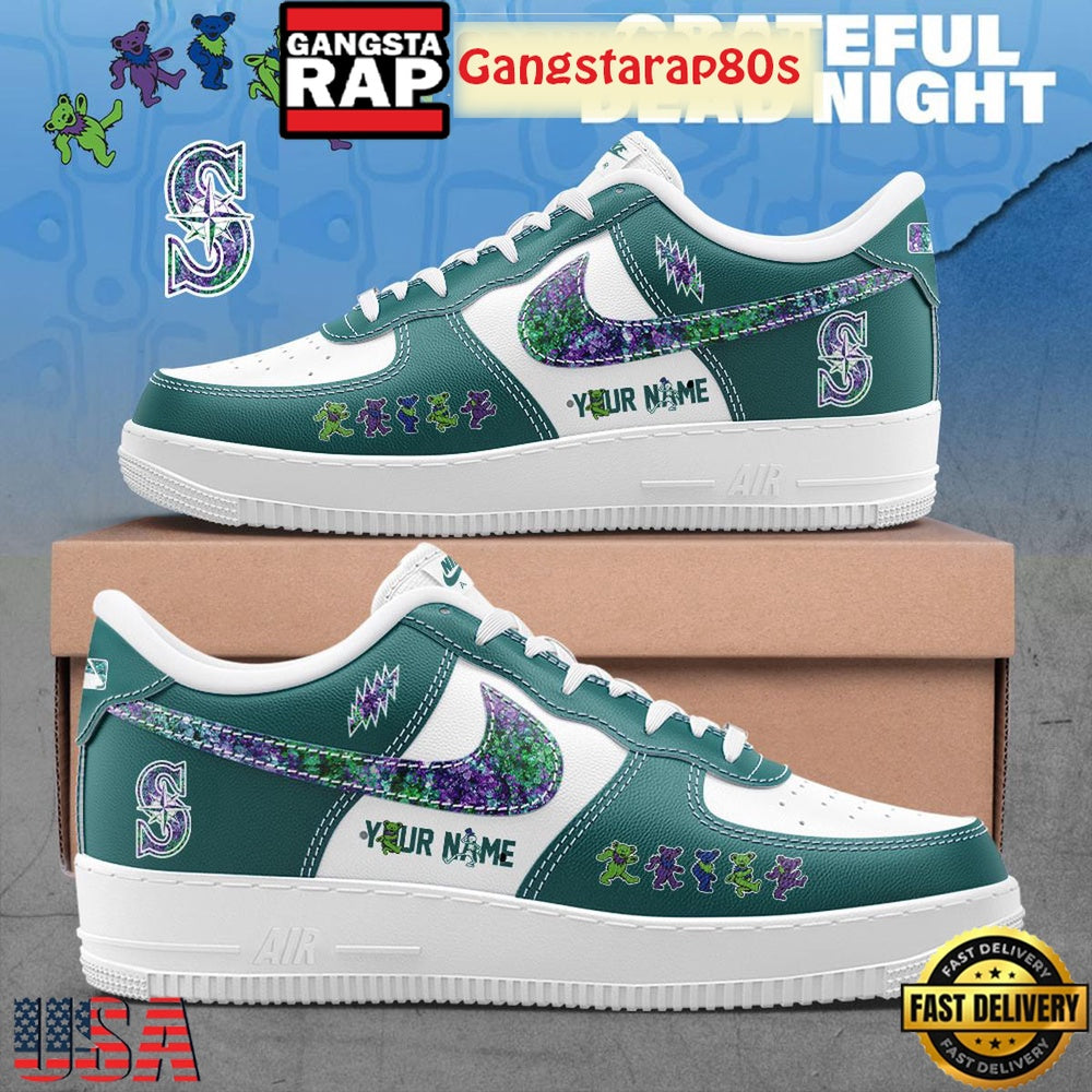 Seattle Mariners x Grateful Dead Night Custom Limited Edition Air Force 1 Sneakers Shoes