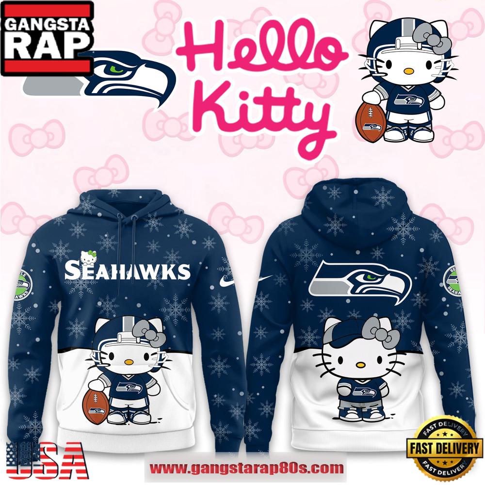 Hello Kitty x NFL Seattle Seahawks 2025 Football Christmas Hoodie Shirt