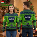 Seattle Seahawks Custom Name Football Helmet Ugly Christmas Sweater