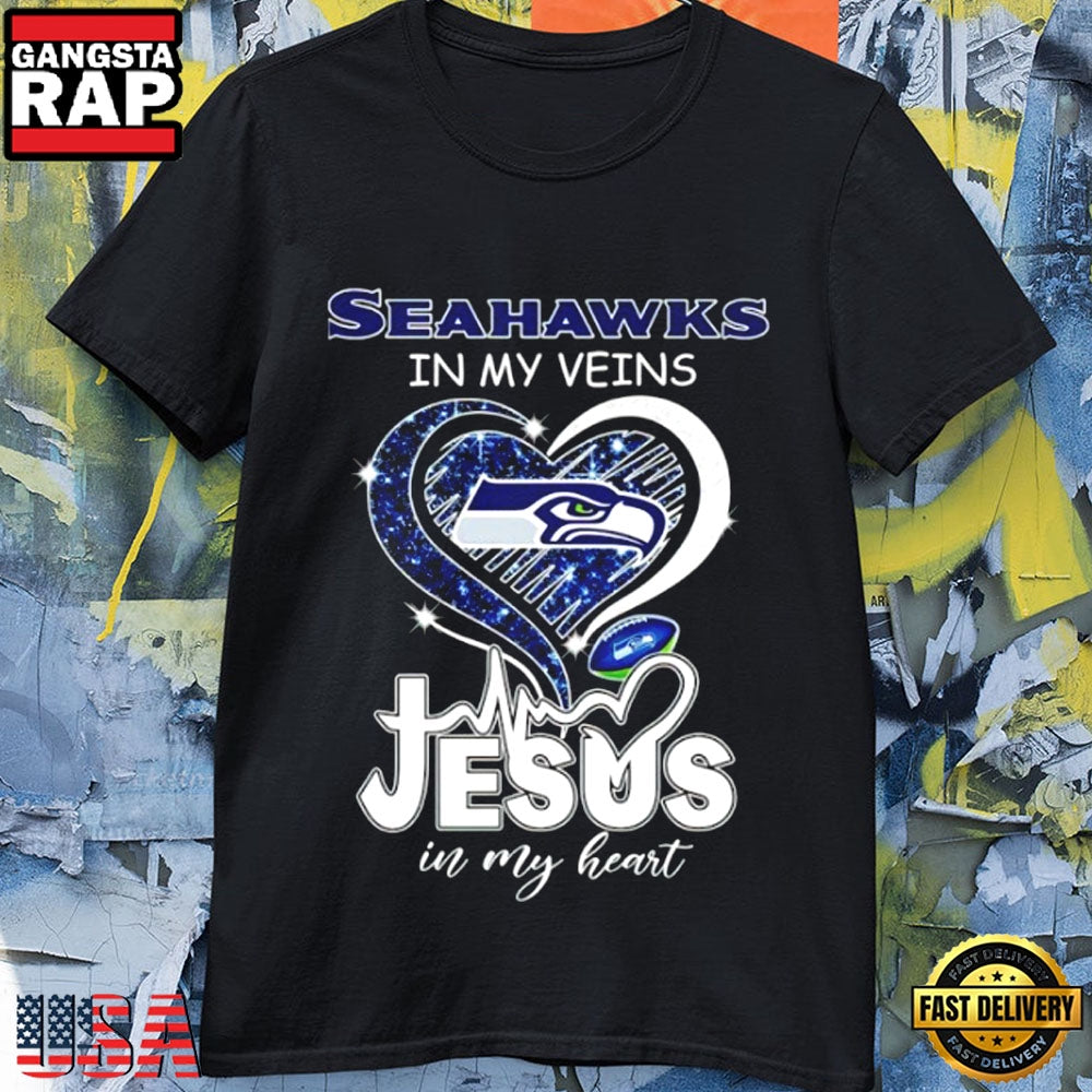 Seattle Seahawks Heartbeat Jesus in My Heart Football Tee 2026 T-Shirt