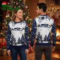 Seattle Seahawks Logo Snowflake And Winter Forest Ugly Christmas Sweater