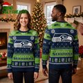 Seattle Seahawks Logo Snowflake Pattern For Seahawks Fans Ugly Christmas Sweater
