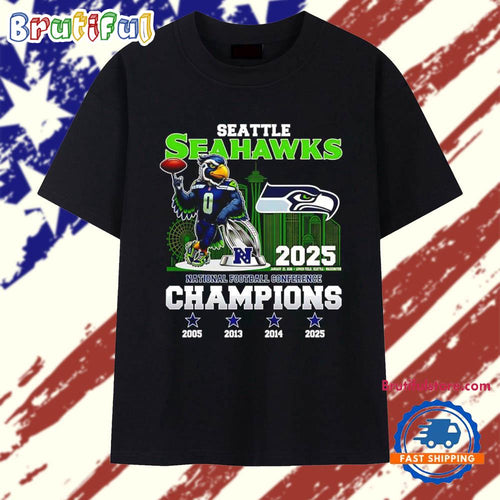 Seattle Seahawks mascot Blitz National Football Conference Champions 2025 graphic T Shirt