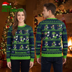 Seattle Seahawks Mickey Mouse Football Pattern Ugly Christmas Sweater