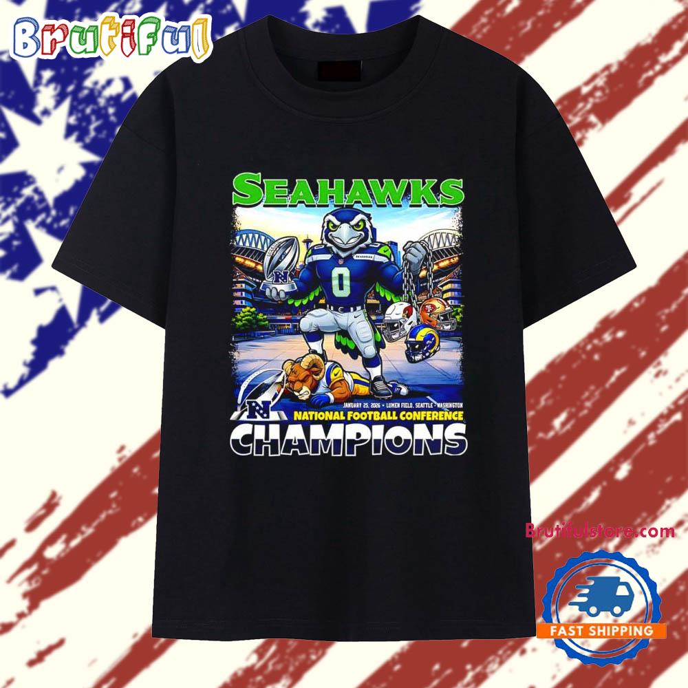 Seattle Seahawks National Football Conference Champions mascot Blitz T Shirt