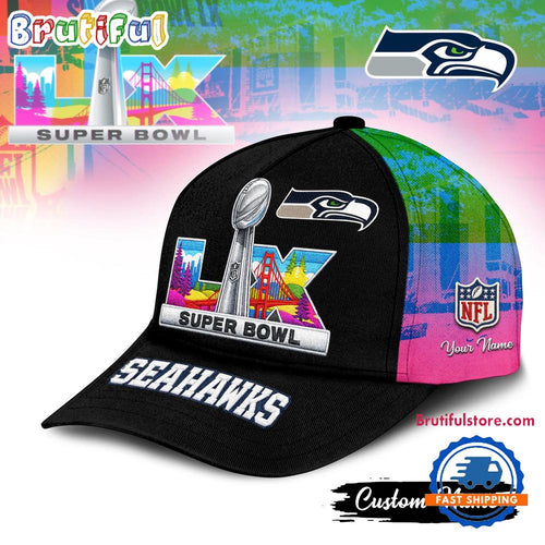 Seattle Seahawks NFL 2026 Super Bowl LX Logo Team Design Classic Cap