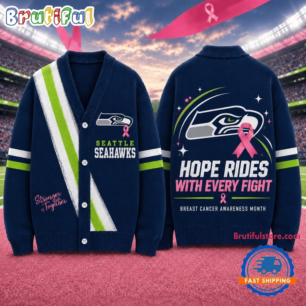 Seattle Seahawks NFL Breast Cancer Hope Rides With Every Fight Cardigan