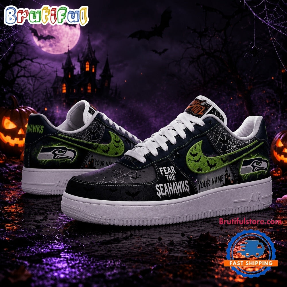 Seattle Seahawks NFL Fear The Team Halloween Air Force 1 Shoes Sneakers
