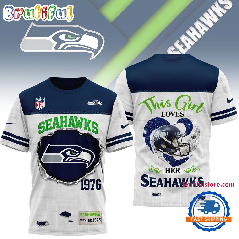 Seattle Seahawks NFL Girl Heart & Helmet 3D Shirt