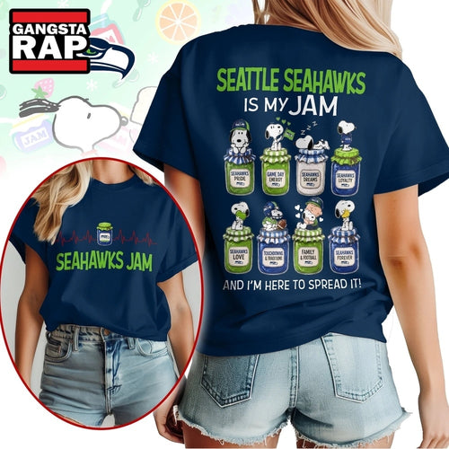 Seattle Seahawks NFL Jam Snoopy Peanuts Football Fan 3D Shirt, Football New Design Shirt