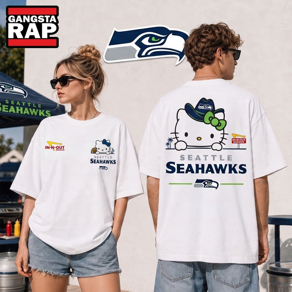 Seattle Seahawks NFL Kitty Burger Game Day Unisex 3D Shirt, Football New Design Shirt
