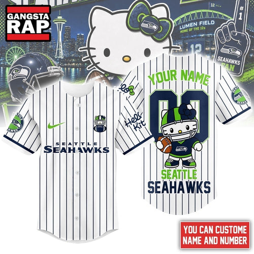 Seattle Seahawks NFL Kitty Game Day Custom Baseball Jersey Shirt