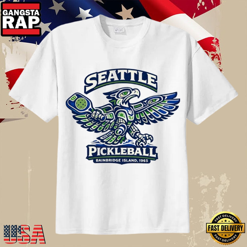 Seattle Seahawks Pickleball Shirt Bainbridge Island 1965 Logo T-Shirt