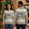 Seattle Seahawks Santa Sleigh Personalized Custom Name Ugly Christmas Sweater