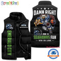 Seattle Seahawks Sporty Mascot Design Sleeveless Puffer Jacket