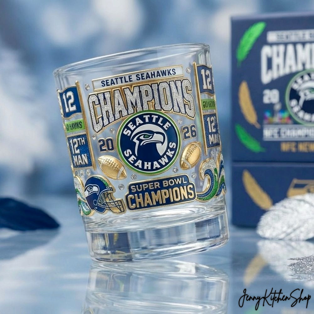 Seattle Seahawks Super Bowl Champions 2026 Whiskey Glass