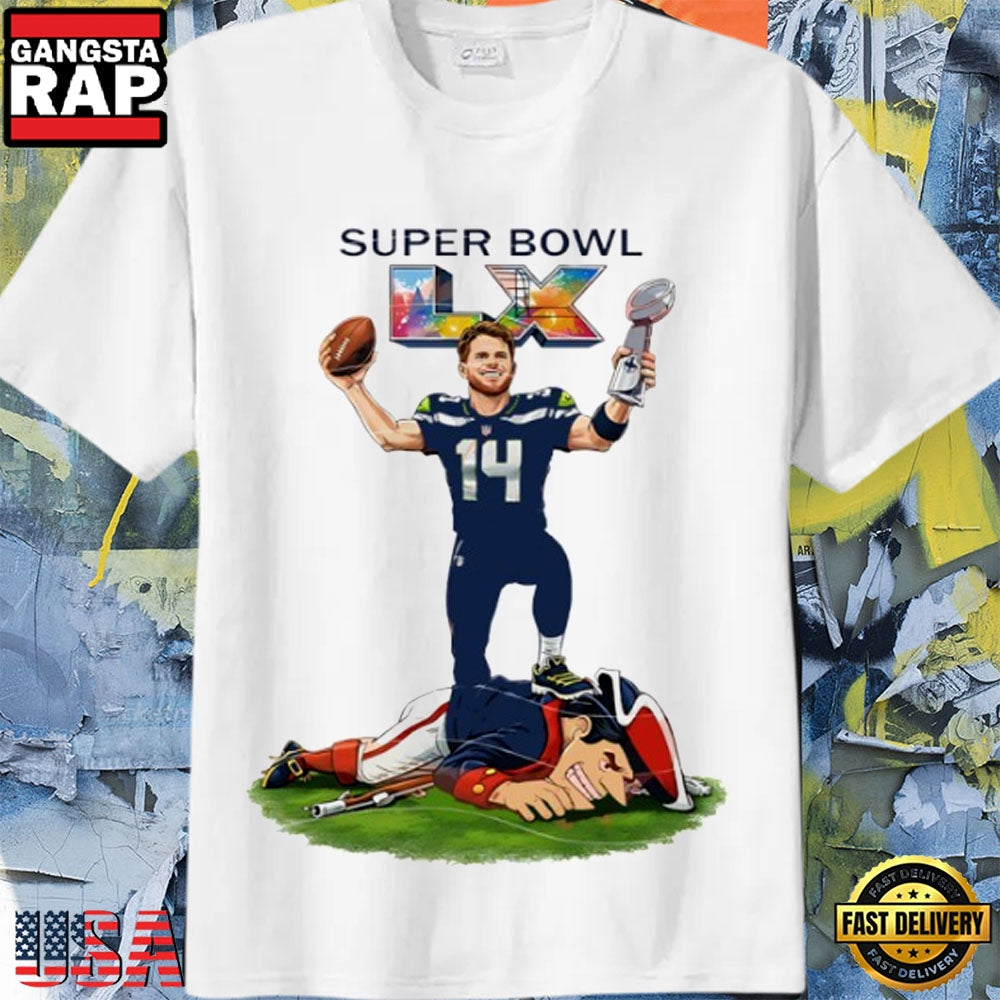 Seattle Seahawks Super Bowl LX Champions Sam Darnold vs Patriots Mascot T-Shirt